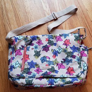 Vera Bradley Laptop Messenger Bag Tan Floral Red